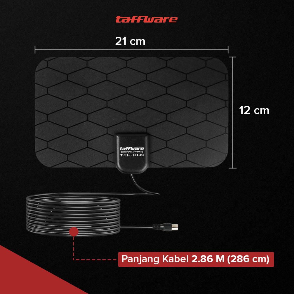 Taffware Antena TV Digital Indoor DVB-T2 25dB Grid Jack Male Plug - TFL-D139 Gambar produk Taffware Antena TV Digital Indoor DVB-T2 25dB Grid Jack Male Plug - TFL-D139