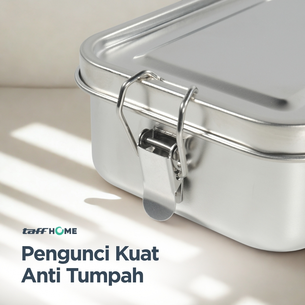TaffHOME Kotak Makan Lunch Box Stainless Steel Single Layer 850ml - U-30 Gambar produk TaffHOME Kotak Makan Lunch Box Stainless Steel Single Layer 850ml - U-30