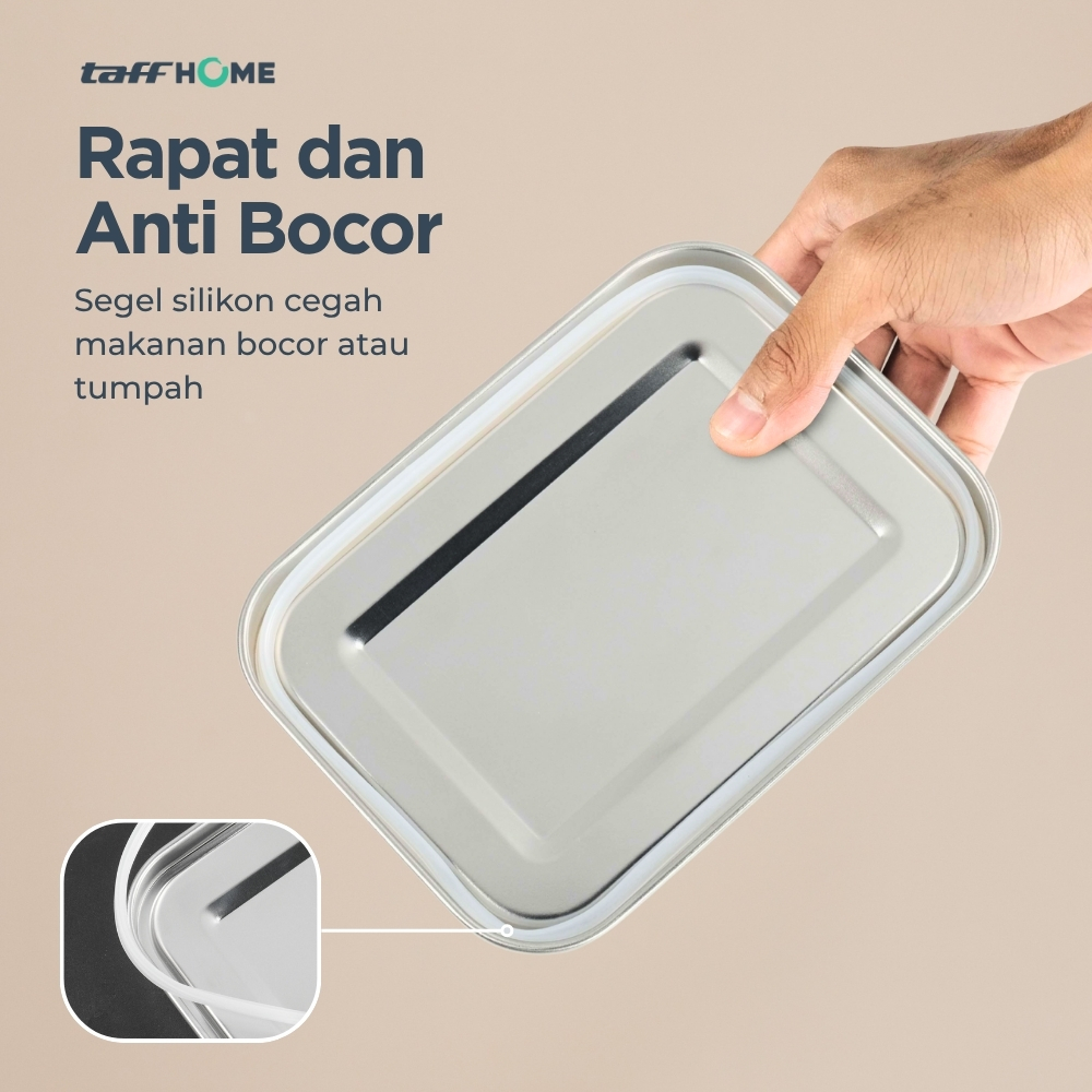 TaffHOME Kotak Makan Lunch Box Stainless Steel Single Layer 850ml - U-30 Gambar produk TaffHOME Kotak Makan Lunch Box Stainless Steel Single Layer 850ml - U-30