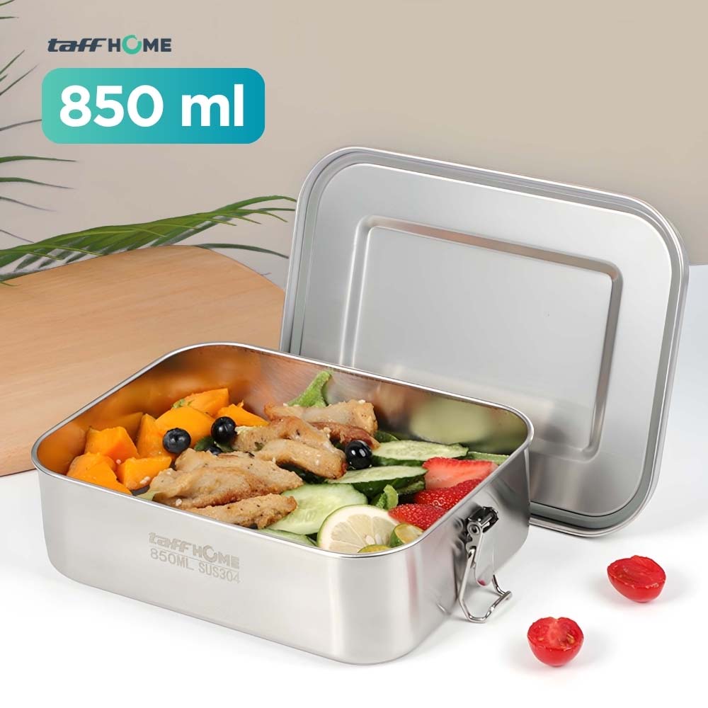 TaffHOME Kotak Makan Lunch Box Stainless Steel Single Layer 850ml - U-30 Gambar produk TaffHOME Kotak Makan Lunch Box Stainless Steel Single Layer 850ml - U-30